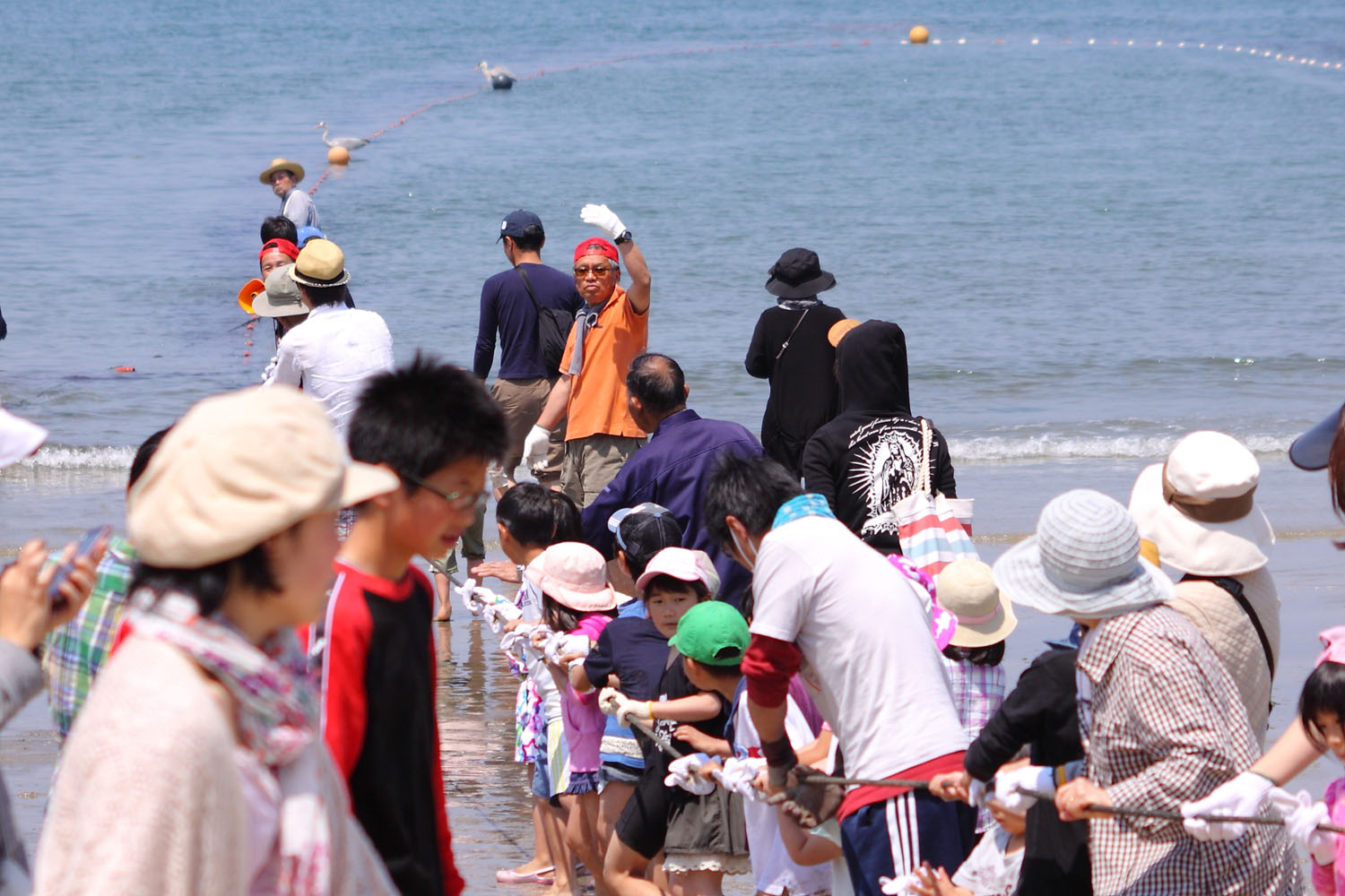 深江海岸の地引網体験